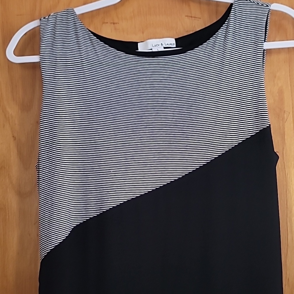 Lucy & Laurel Black and White Striped Bodycon Dress - Picture 2 of 9